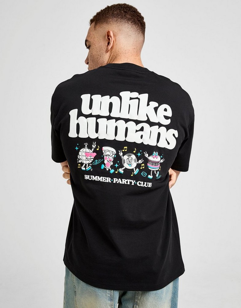 Férfi póló UNLIKE HUMANS PÓLÓ PARTY CLUB TEE BLK-BLK ULHTM10408007 Fekete