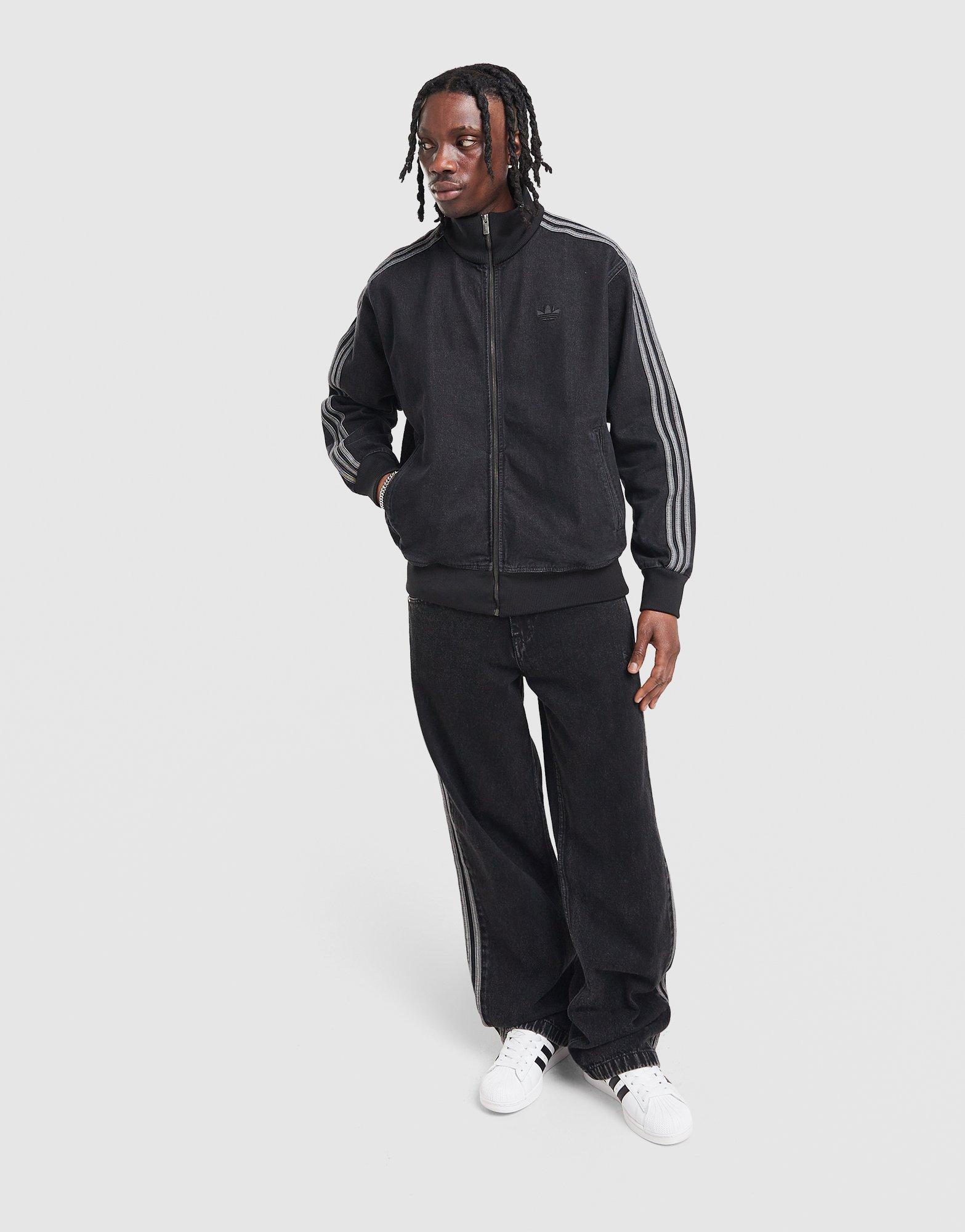 Férfi pulóverek ADIDAS PULÓVER CIPZÁRAS DENIM FB TT KD1516 Fekete