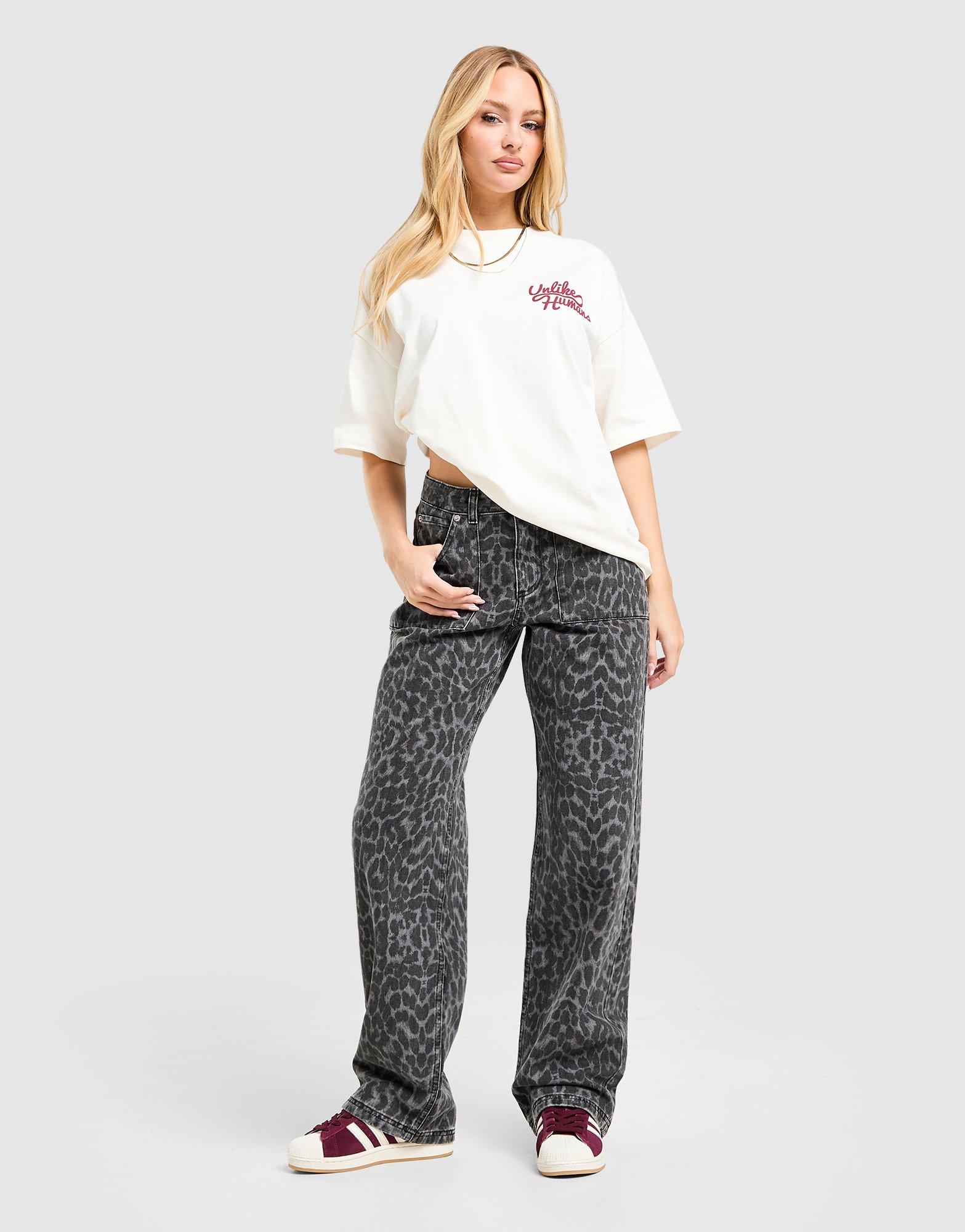 Jeansy damskie UNLIKE HUMANS SPODNIE LEOPARD JN ULHTW10210898 Szary