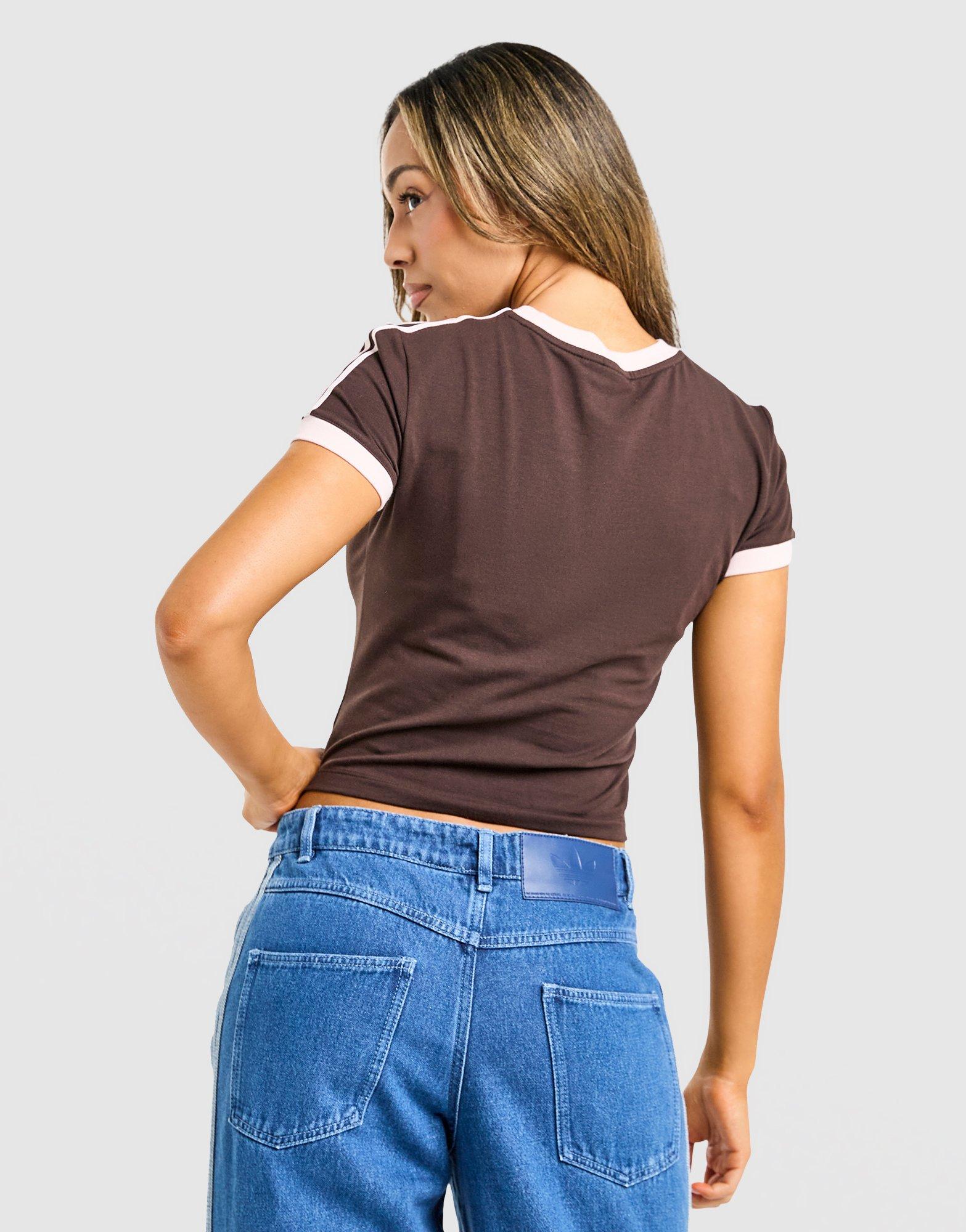 Koszulka, t-shirt damski ADIDAS T-SHIRT BABY TEE KQ8310 Brązowy