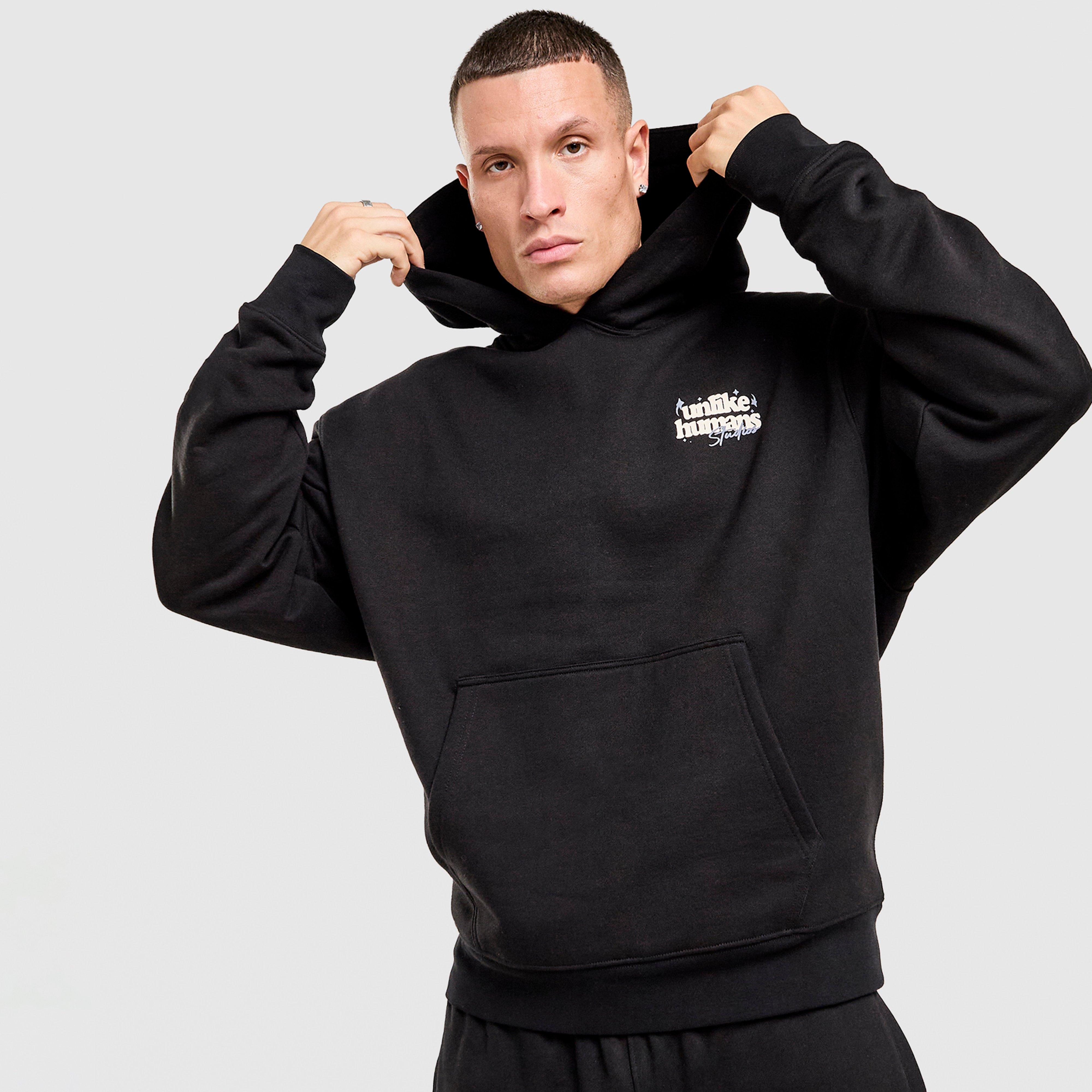 Férfi pulóverek UNLIKE HUMANS PULÓVER KAPUCNIS CRAFTED HD BLK-BLK