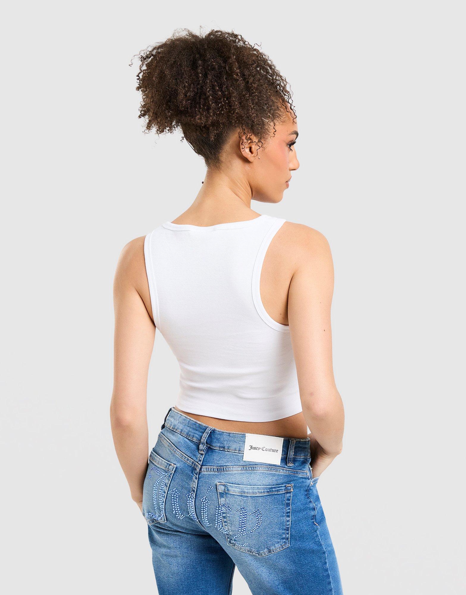 JUICY COUTURE TOP JD RIB BLUE DIA VEST JCJDW518117 Biały