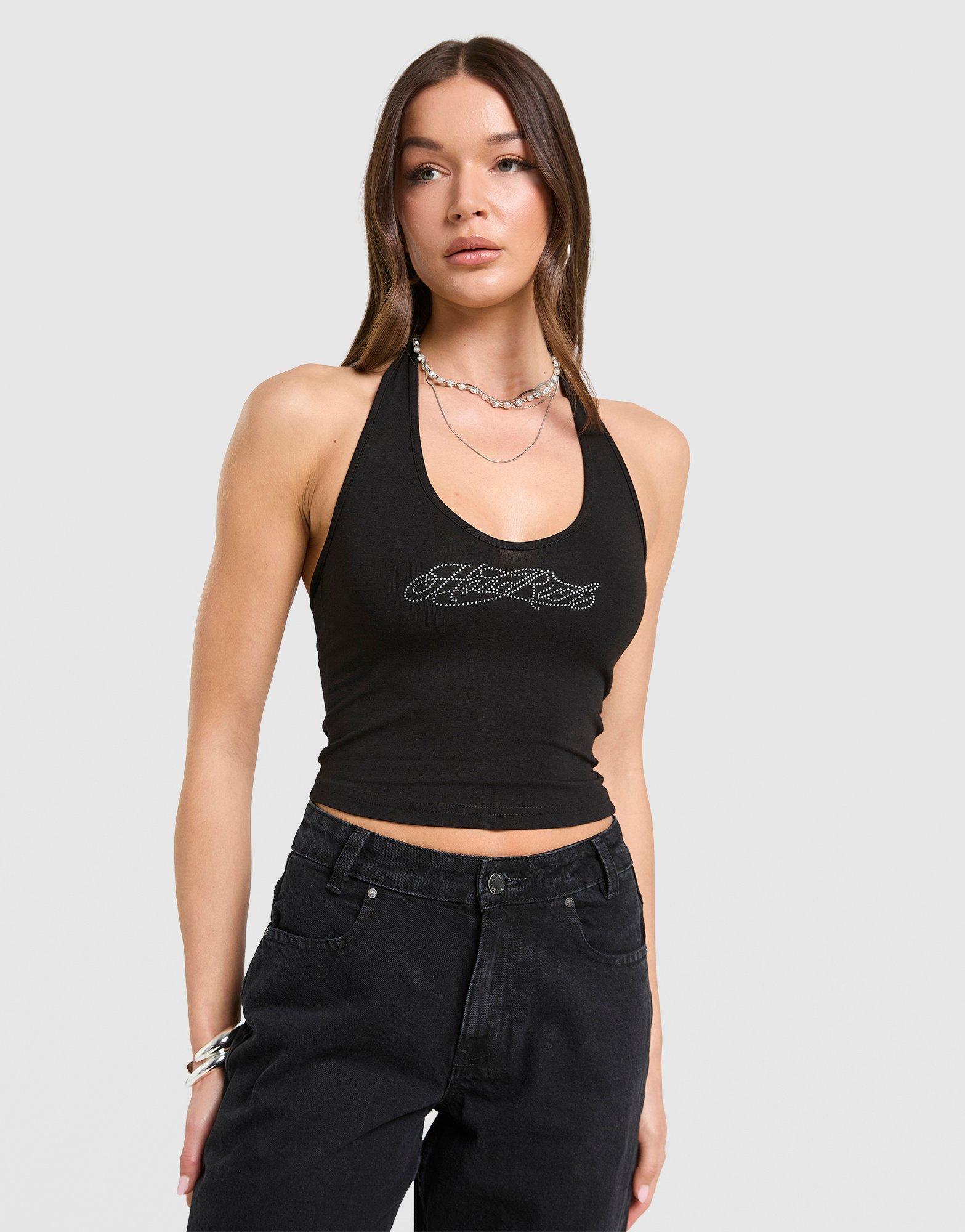 Hoodrich Top Rhinestone Solace Halter Neck Top