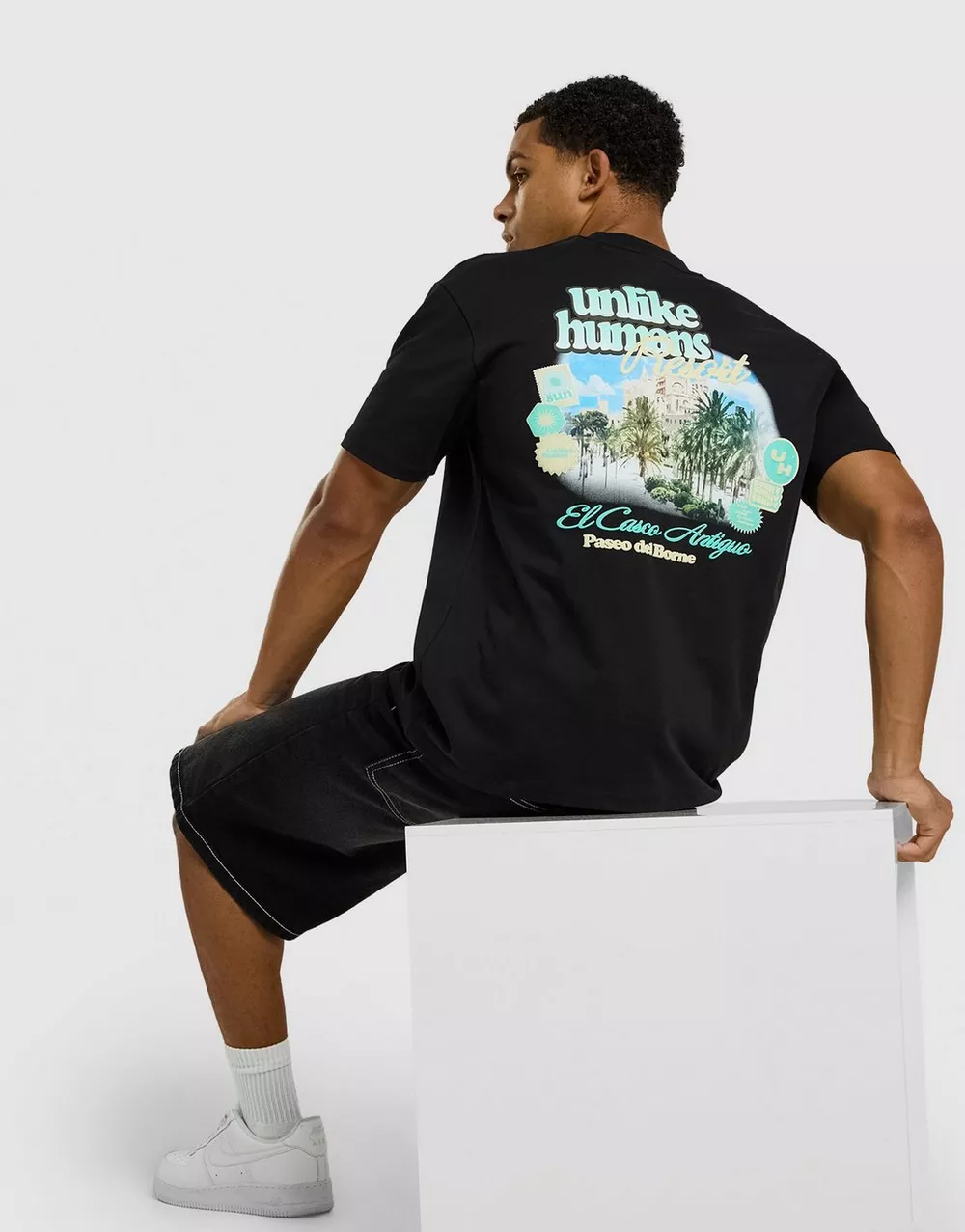 UNLIKE HUMANS ФУТБОЛКА RESORT TEE BLK-BLK, фото 1 з 5