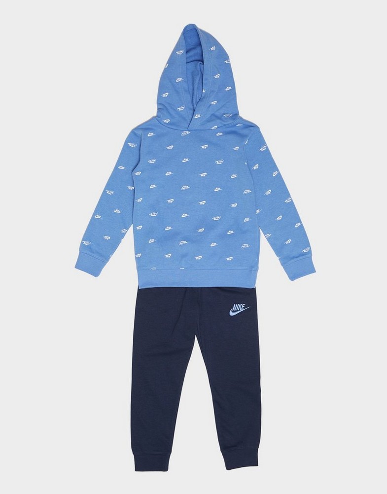 Дитячі спортивні костюми NIKE СПОРТИВНИЙ КОСТЮМ B NSW CLUB SSNL AOP SET 86J802-BGZ Блакитний