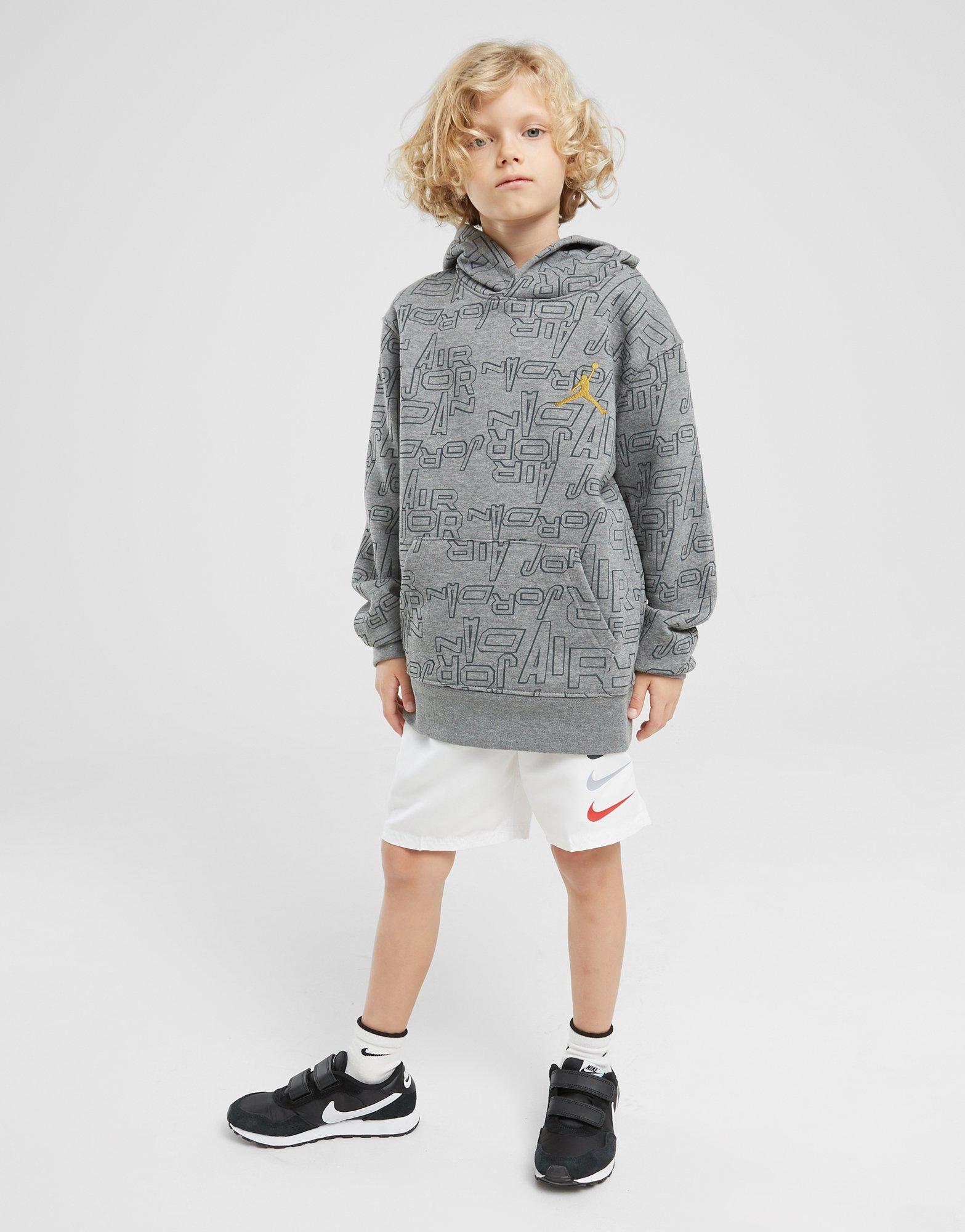 Detská mikina JORDAN MIKINA S KAPUCÍ TAKE FLIGHT B&G AOP PO 95C810-GEH Šedá