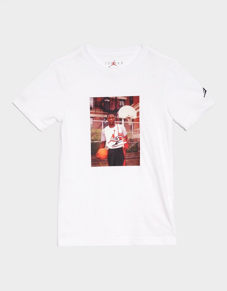 Tricou pentru copii NIKE HAD TRICOU JDB MJ BUSTIERĂND PHOTO SS CREW 95D626-001 Alb