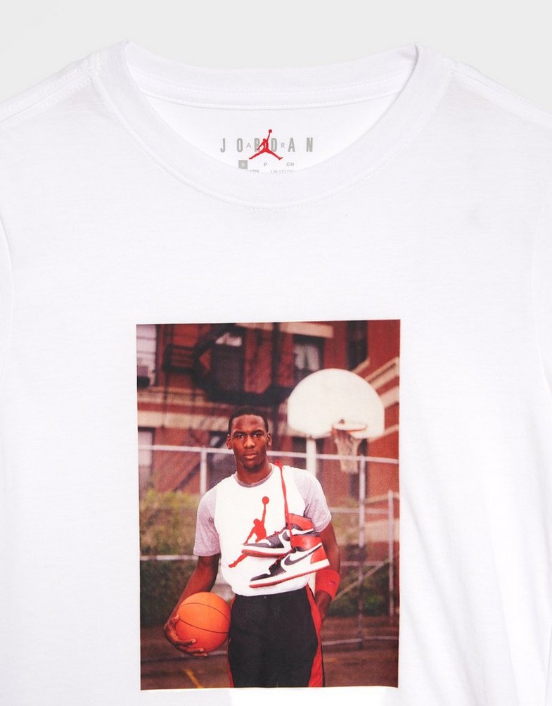 Tricou pentru copii NIKE HAD TRICOU JDB MJ BUSTIERĂND PHOTO SS CREW 95D626-001 Alb