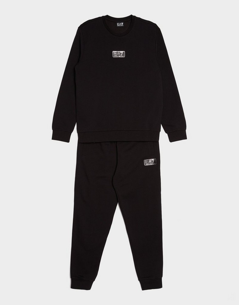 Trening pentru bărbați EMPORIO ARMANI 7 SET CBN CRW SUIT BLK SPLITTER AF103777M001758UC001 Negru