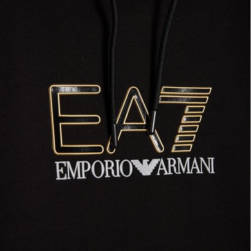 Pánska mikina EMPORIO ARMANI 7 MIKINA S KAPUCŇOU TAPE OH HD BLK