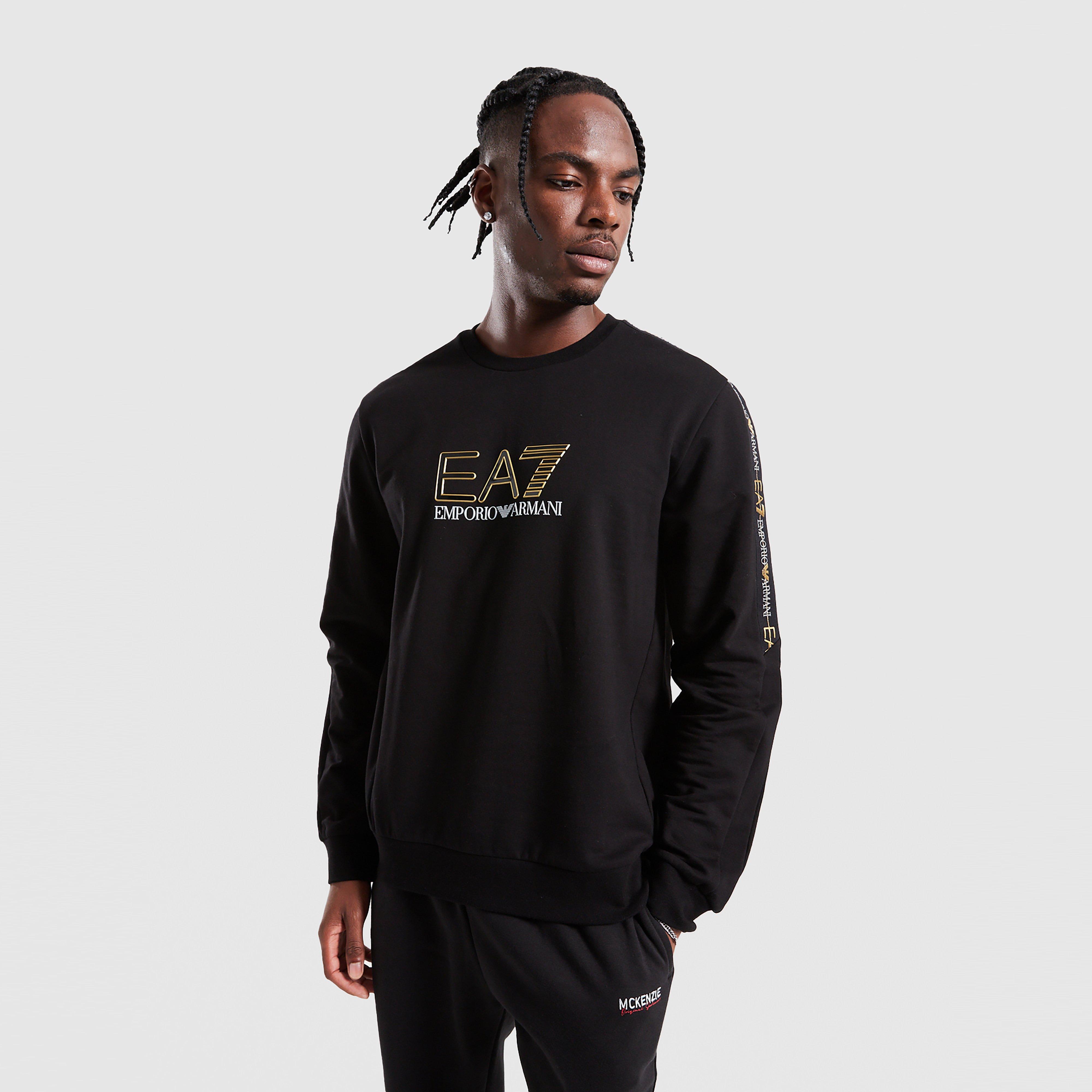 Férfi pulóverek EMPORIO ARMANI 7 PULÓVER TAPE LL CREW BLK/GLD