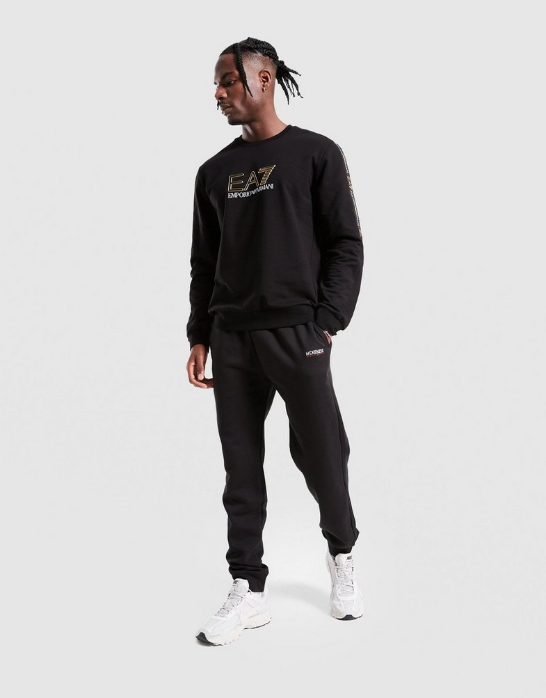 Bluză pentru bărbați EMPORIO ARMANI 7 BLUZĂ TAPE LL CREW BLK/GLD AF184027M001149UC001 Negru