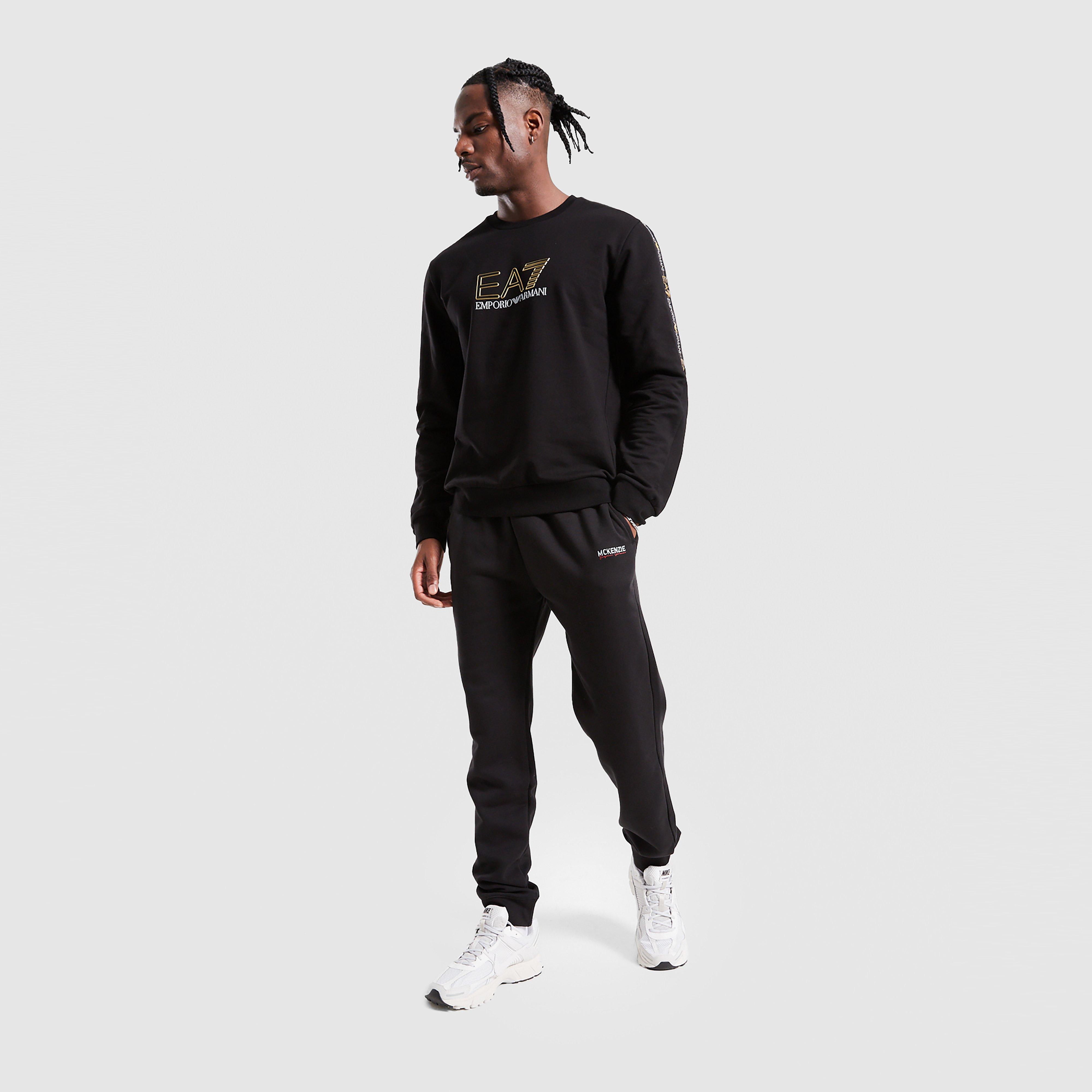 Férfi pulóverek EMPORIO ARMANI 7 PULÓVER TAPE LL CREW BLK/GLD