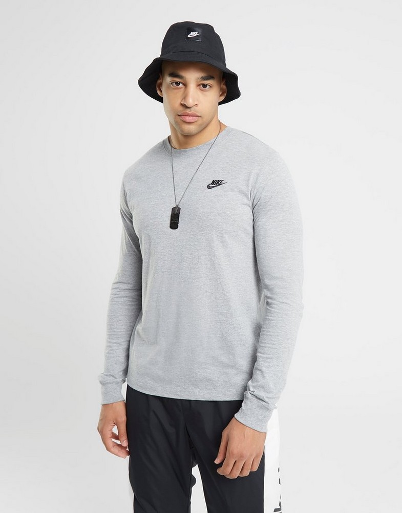 Koszulka, t-shirt męski NIKE T-SHIRT NSW CLUB LONG-SLEEVE TEE AR5193-063 Szary