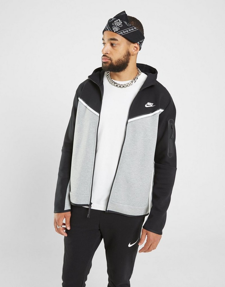 Férfi pulóverek NIKE PULÓVER CIPZÁRAS KAPUCNIS TECH FLEECE CU4489-016 Szürke