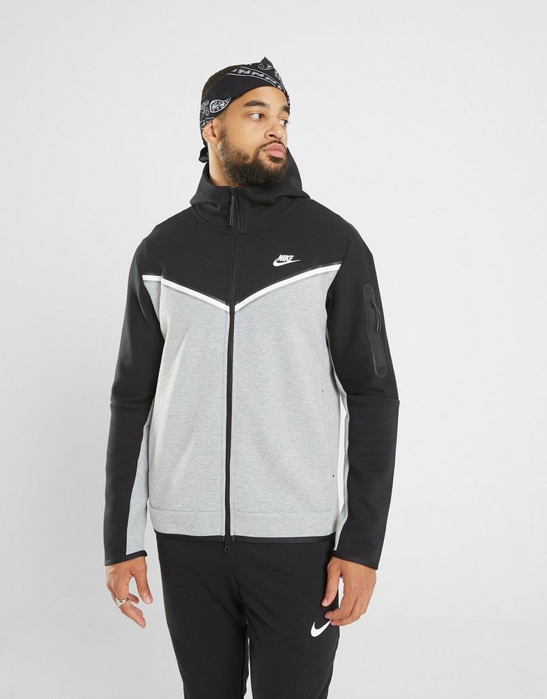 Férfi pulóverek NIKE PULÓVER CIPZÁRAS KAPUCNIS TECH FLEECE CU4489-016 Szürke