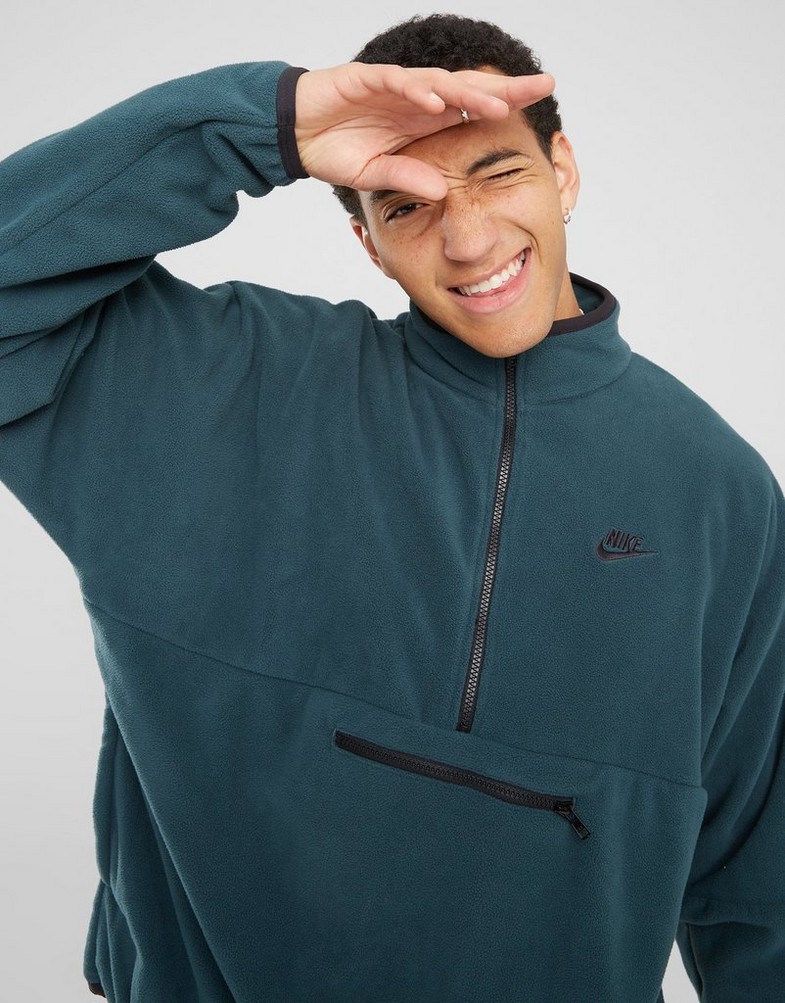 Bluză pentru bărbați NIKE BLUZĂ M NK CLUB+ PLR LS HZ TOP DX0525-328 Verde