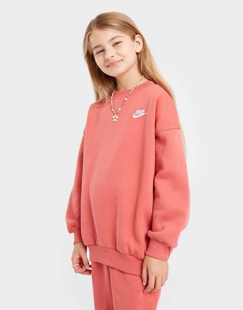 Дитячі кофти NIKE КОФТА G NSW CLUB FLC OVRSZD CREW LBR G FD2923-655 Кораловий