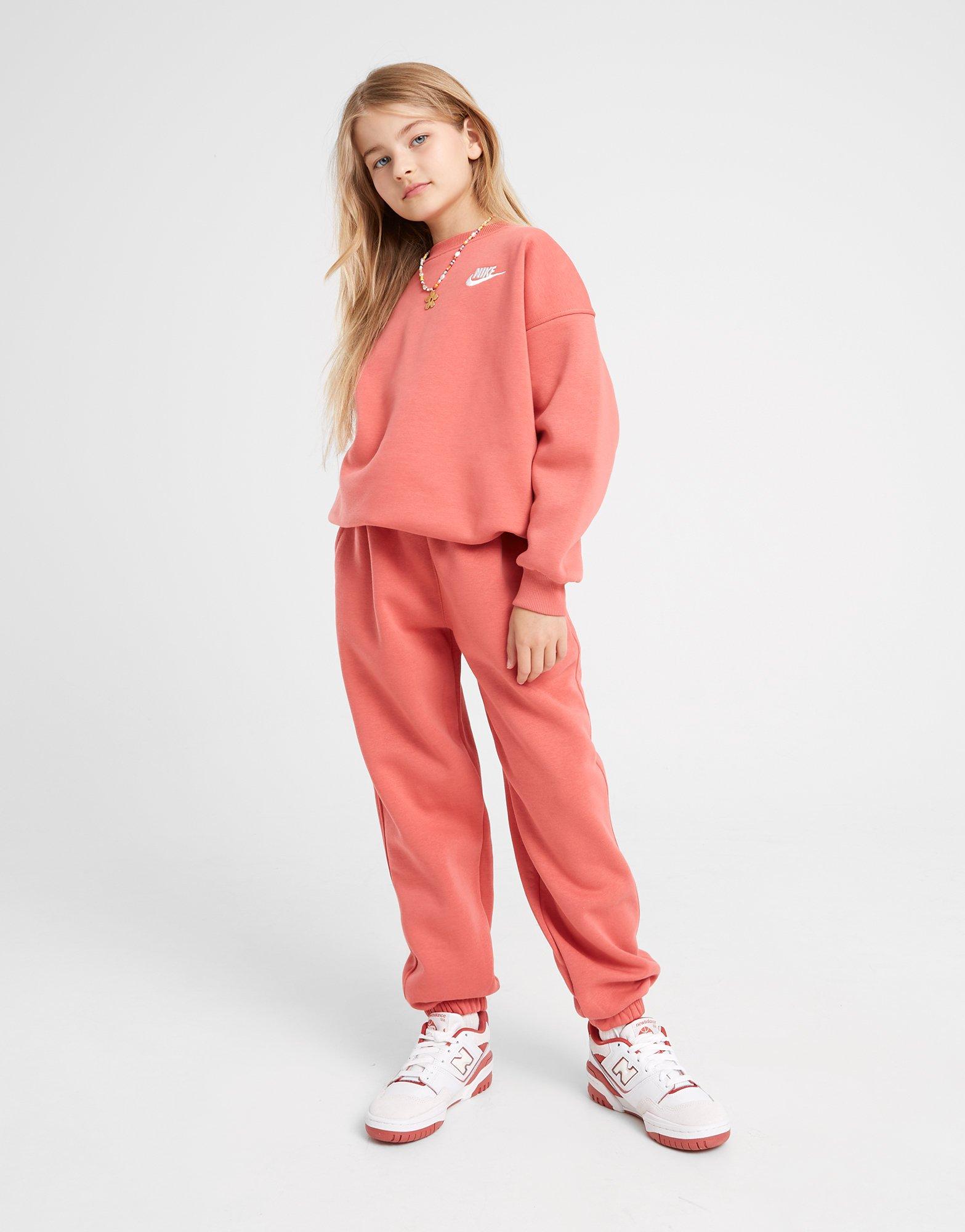 Dječji gornji dio trenirke NIKE VESTA G NSW CLUB FLC OVRSZD CREW LBR G FD2923-655 koraljna