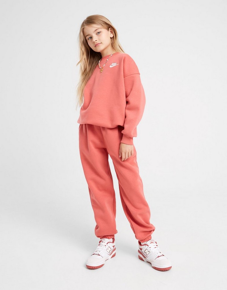 Дитячі кофти NIKE КОФТА G NSW CLUB FLC OVRSZD CREW LBR G FD2923-655 Кораловий