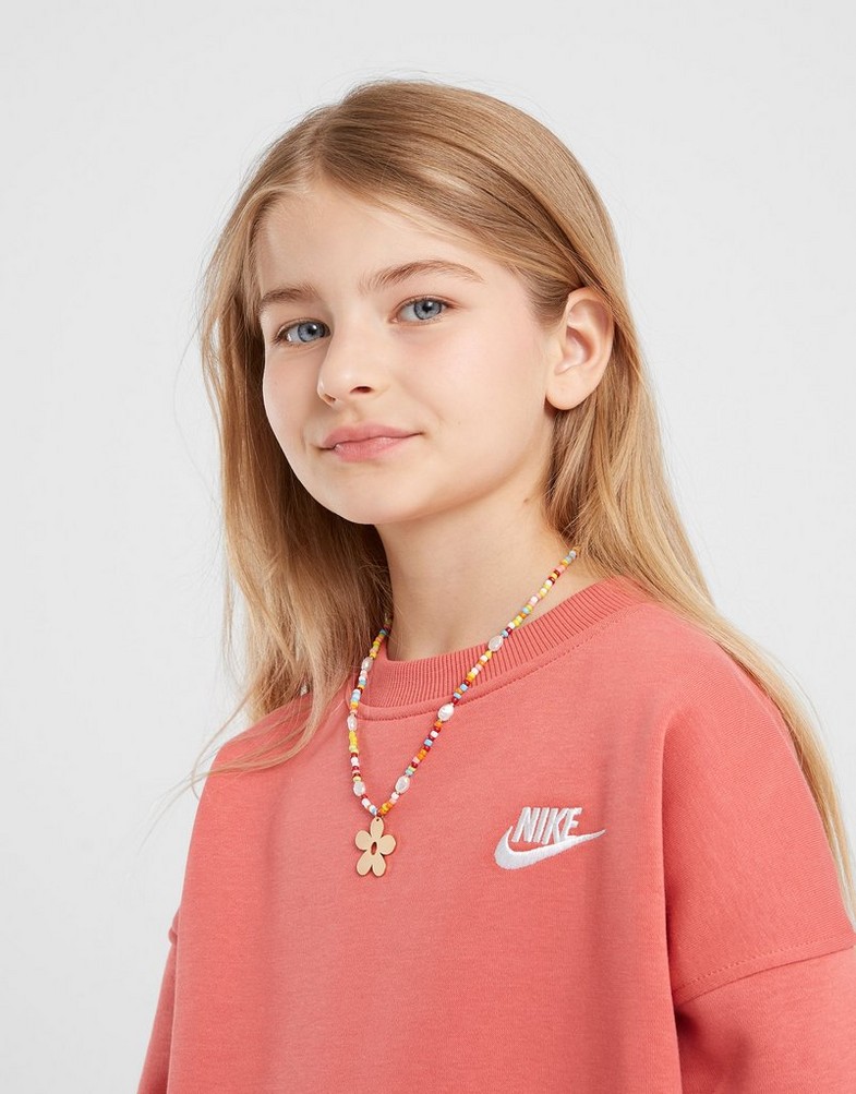 Дитячі кофти NIKE КОФТА G NSW CLUB FLC OVRSZD CREW LBR G FD2923-655 Кораловий