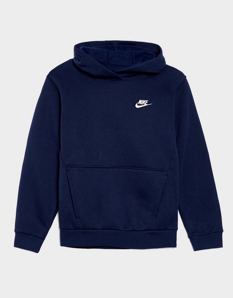 Detská mikina NIKE MIKINA S KAPUCŇOU K NSW CLUB FLC HDY LBR BOY FD3000-410 Tmavomodrá