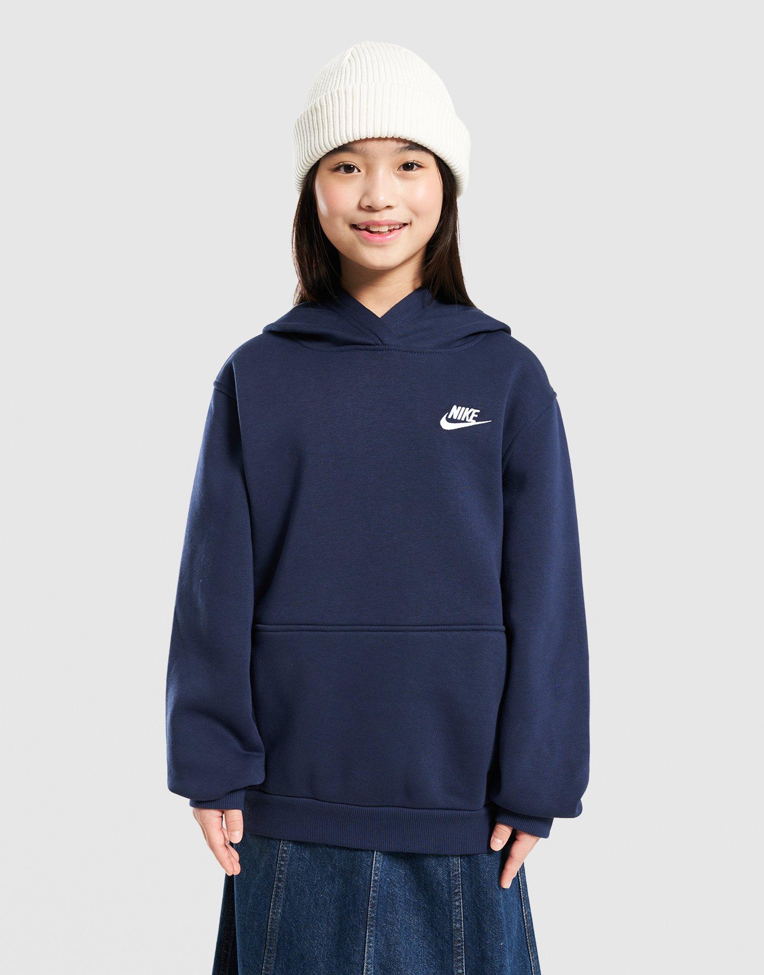 Detská mikina NIKE MIKINA S KAPUCÍ K NSW CLUB FLC HDY LBR BOY FD3000-410 Tmavě modrá