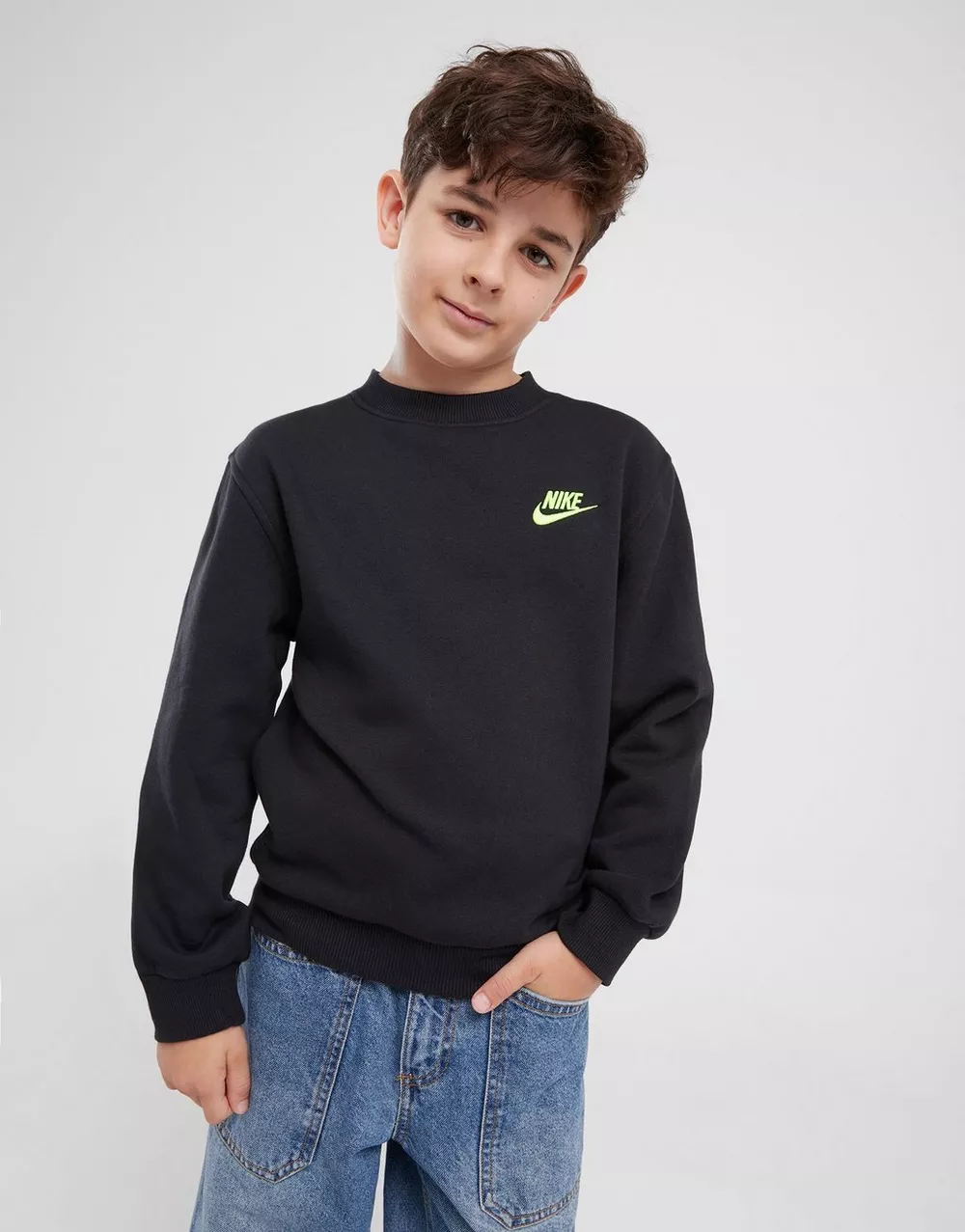 NIKE КОФТА K NSW CLUB FLC CREW LS LBR B, фото 1 з 4