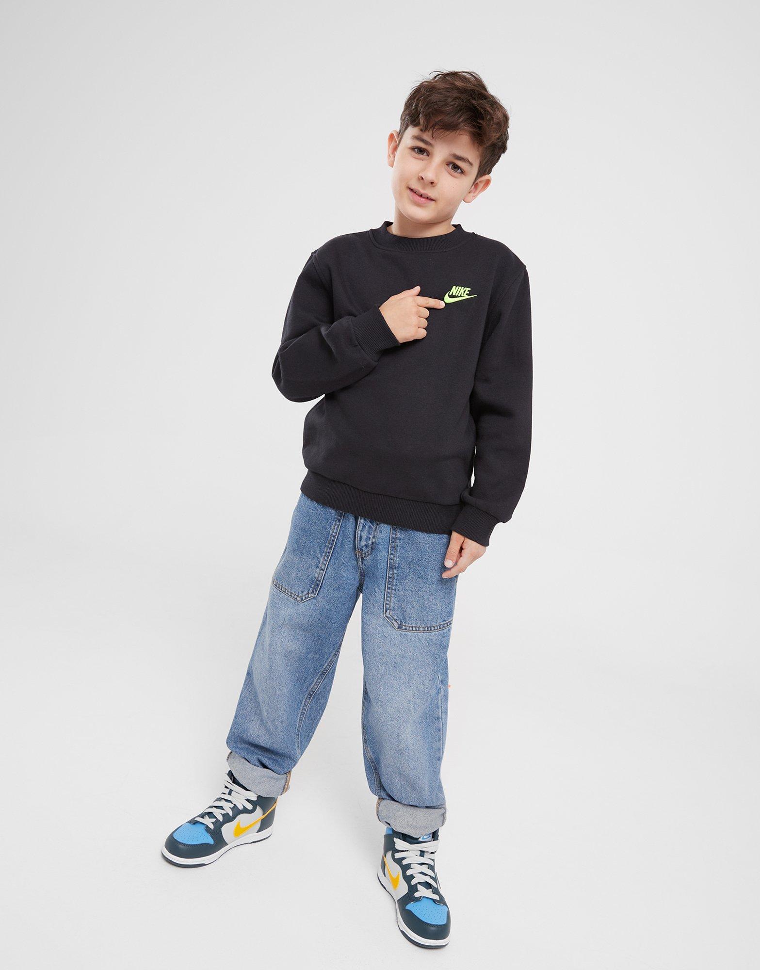 Gyerek pulóver NIKE PULÓVER K NSW CLUB FLC CREW LS LBR B FD3006-011 Fekete