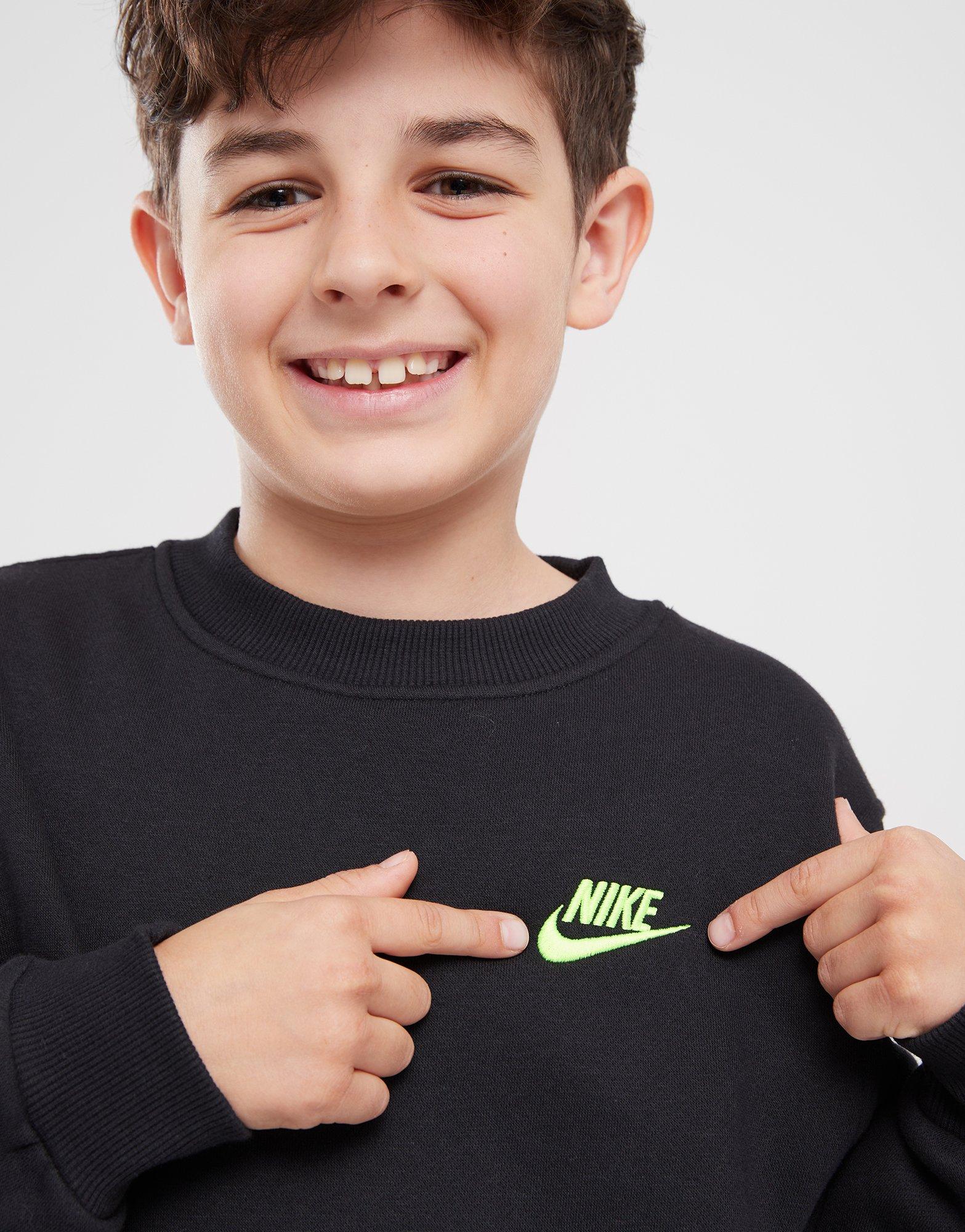 Gyerek pulóver NIKE PULÓVER K NSW CLUB FLC CREW LS LBR B FD3006-011 Fekete