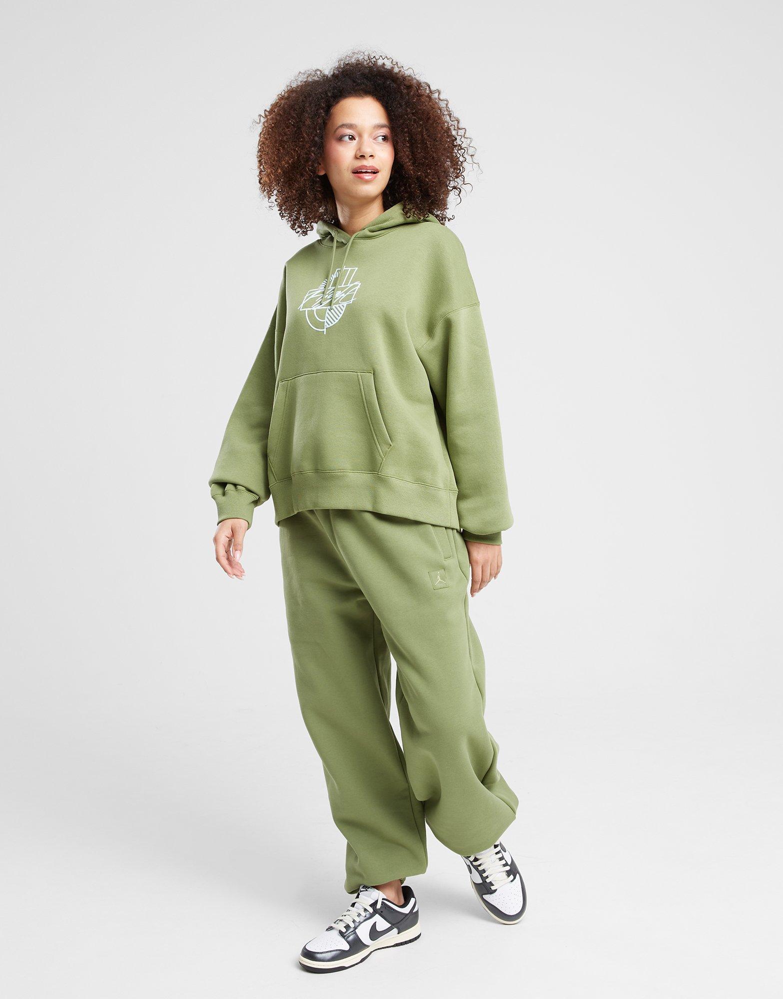 Moteriškas džemperis JORDAN DŽEMPERIS SU GOBTUVU W J BRKLN FLC PO GFX FD7154-340 Žalia