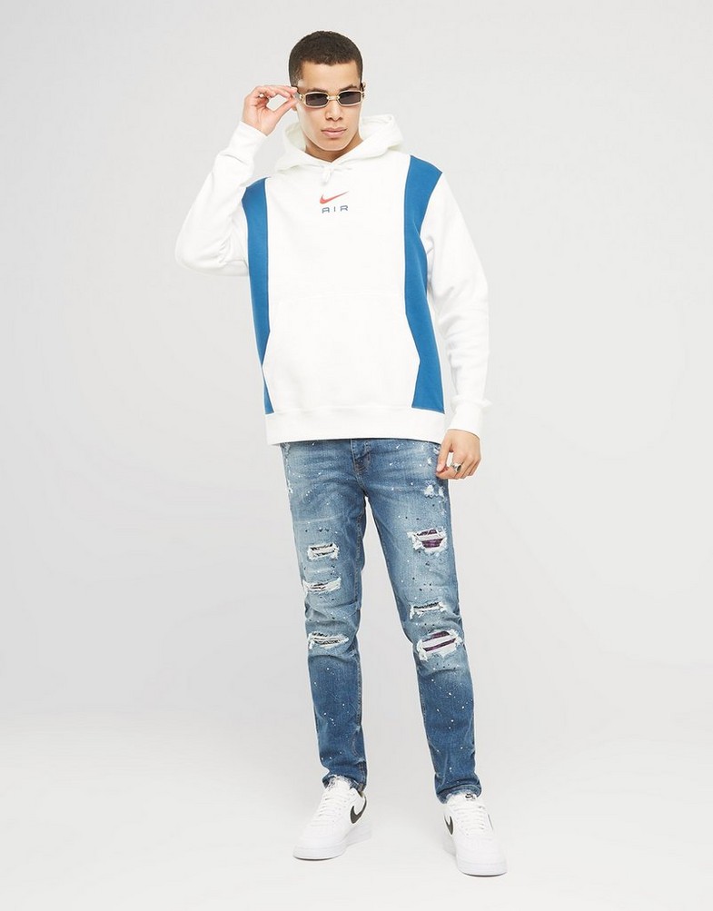Férfi pulóverek NIKE PULÓVER KAPUCNIS M NSW SW AIR PO HOODY FLC BB AIR PACK FV0167-100 Fehér