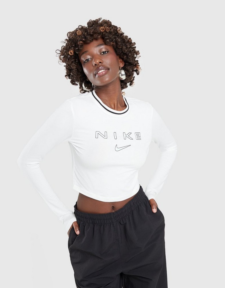 Női póló NIKE PÓLÓ W NSW LS SLIM CRP TEE OC FZ2858-100 Fehér