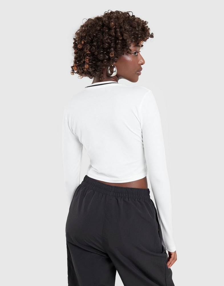 Női póló NIKE PÓLÓ W NSW LS SLIM CRP TEE OC FZ2858-100 Fehér