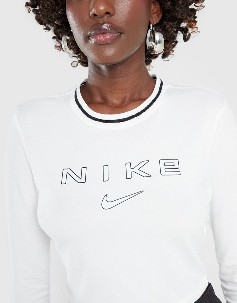 Női póló NIKE PÓLÓ W NSW LS SLIM CRP TEE OC FZ2858-100 Fehér