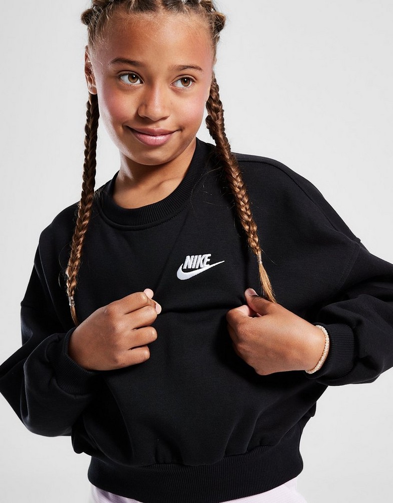 Bluza dziecięca NIKE BLUZA G NSW CLUB FLC BXY CRW LBR GIRL FZ9244-010 Czarny