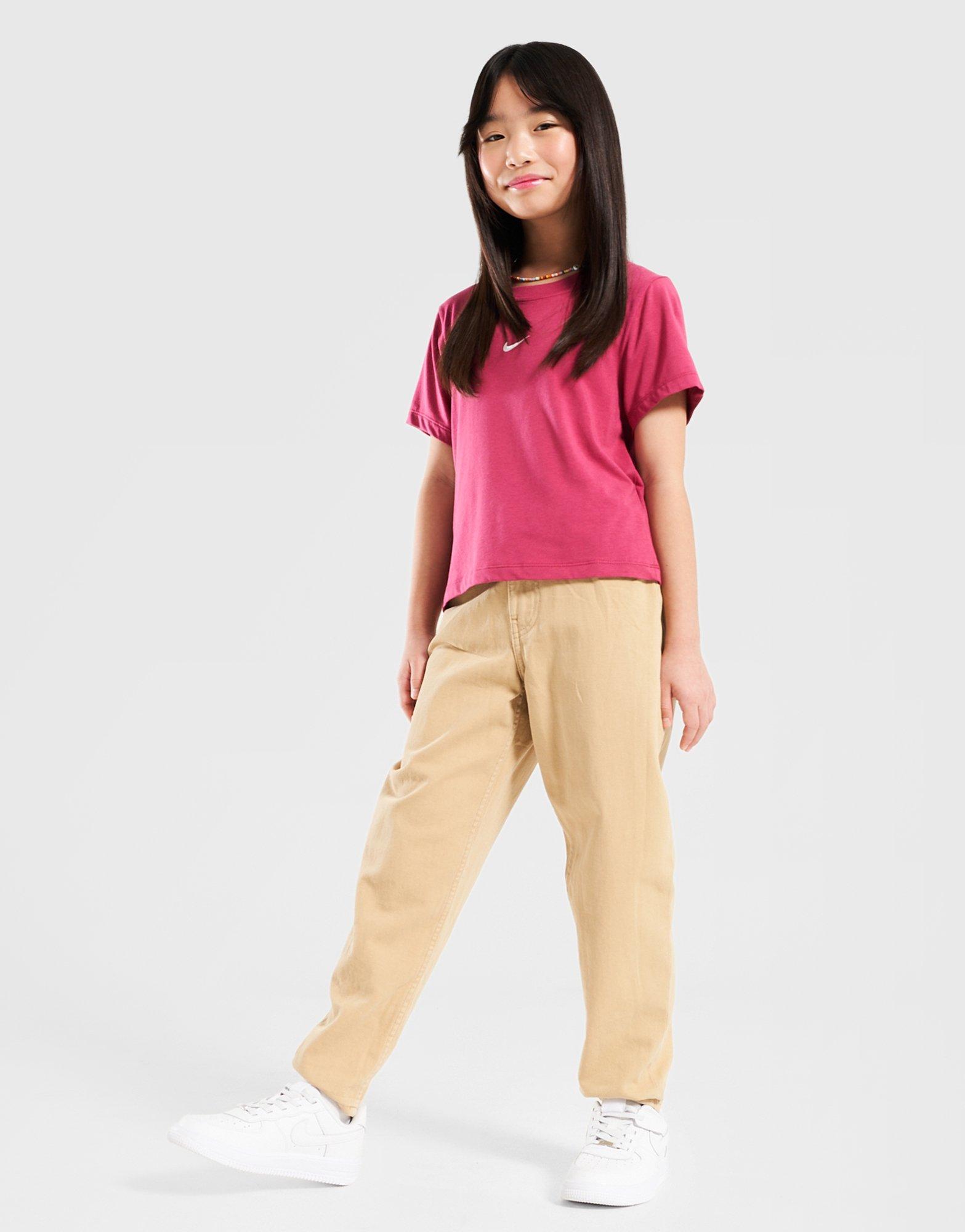 Koszulka, t-shirt dziecięcy NIKE T-SHIRT G NSW TEE SS SLIM MOD CROP HF7010-634 Różowy