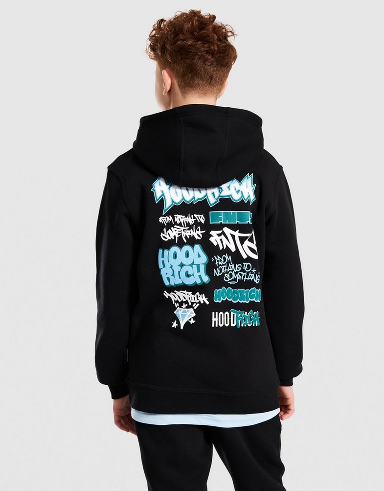 Vaikiškas džemperis HOODRICH DŽEMPERIS SU GOBTUVU   GRAFFITI - 3 PANEL HOOD HJ03250156 Juoda