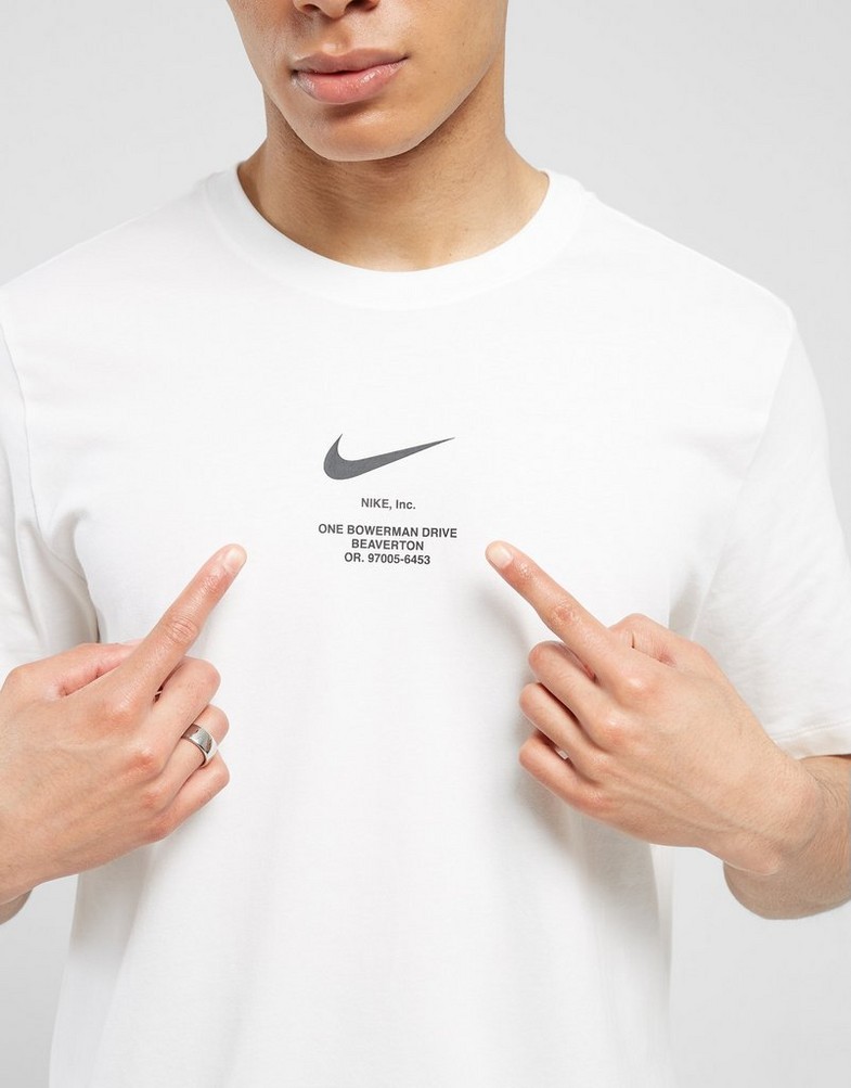 Koszulka, t-shirt męski NIKE T-SHIRT SWOOSH TEE WHT TEE