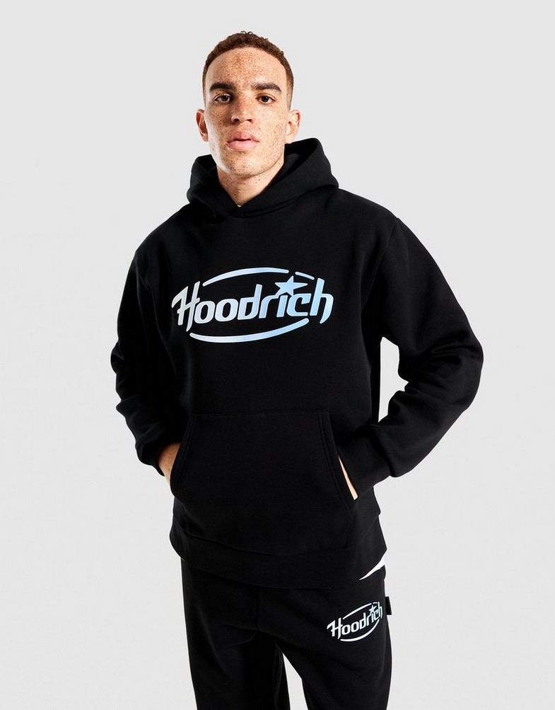 Férfi pulóverek HOODRICH PULÓVER KAPUCNIS CURVE OH HD BLK/BLU HR04250334 Fekete