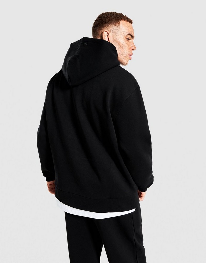 Férfi pulóverek HOODRICH PULÓVER KAPUCNIS CURVE OH HD BLK/BLU HR04250334 Fekete