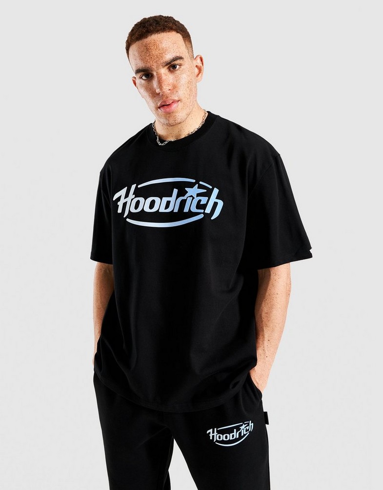 Férfi póló HOODRICH PÓLÓ CURVE TEE BLK/BLU HR04250335 Fekete