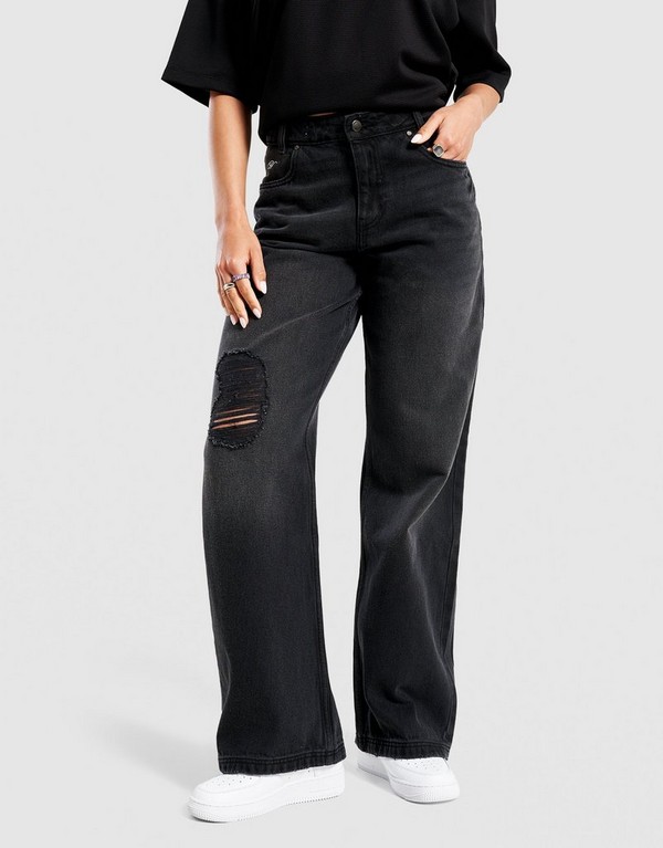Hoodrich Nohavice Wide Leg Jeans Script Applique