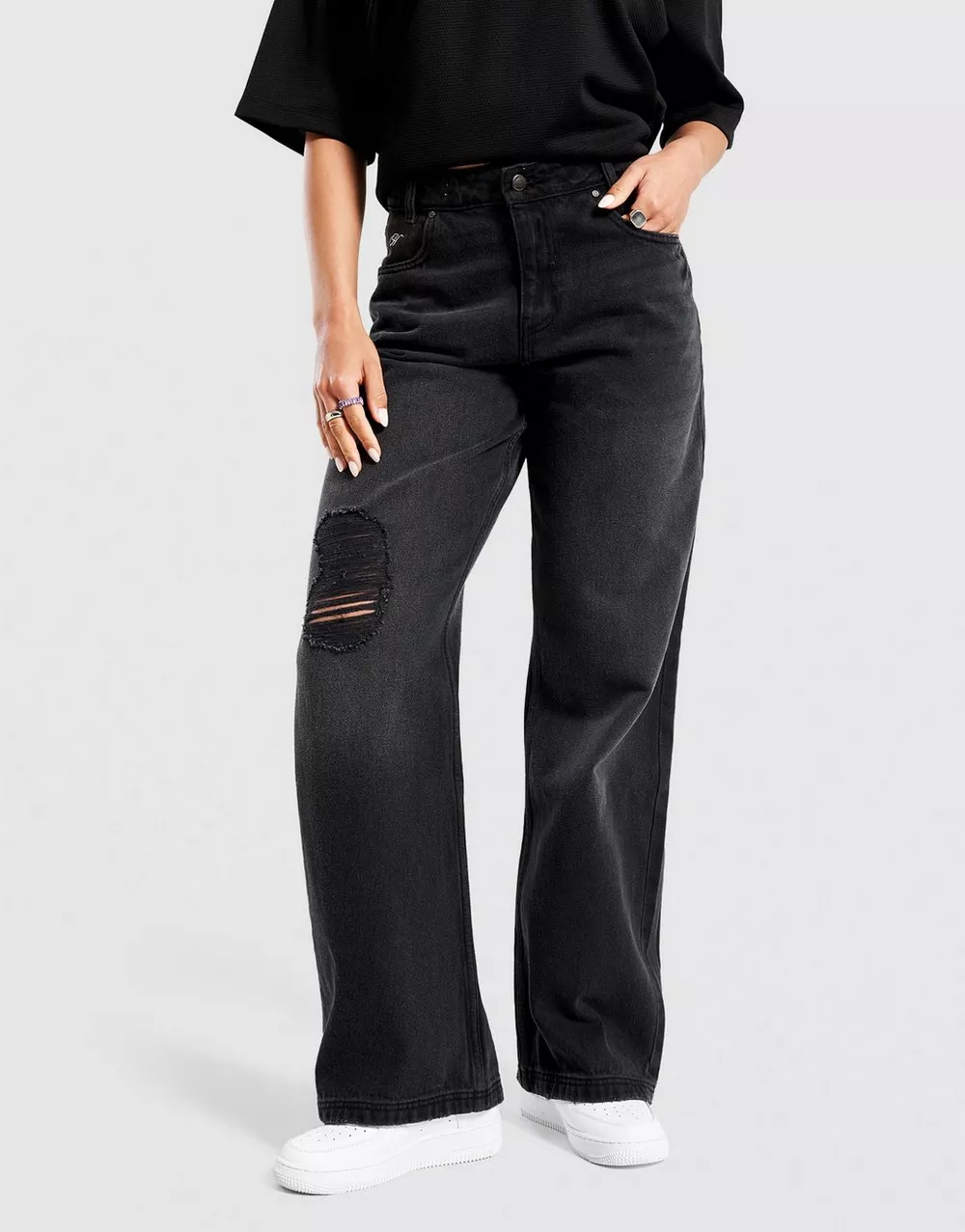HOODRICH ШТАНИ APPLIQUE SCRIPT WIDE LEG JEAN, фото 1 з 4