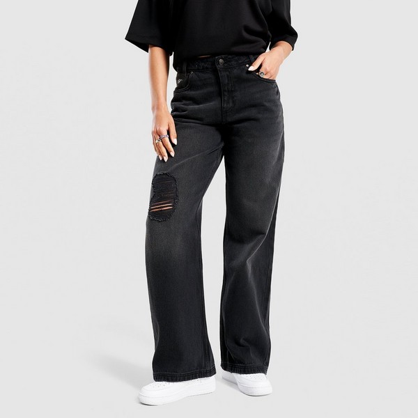 HOODRICH NADRÁG APPLIQUE SCRIPT WIDE LEG JEAN