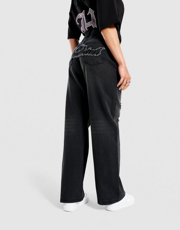 Hoodrich Nohavice Wide Leg Jeans Script Applique