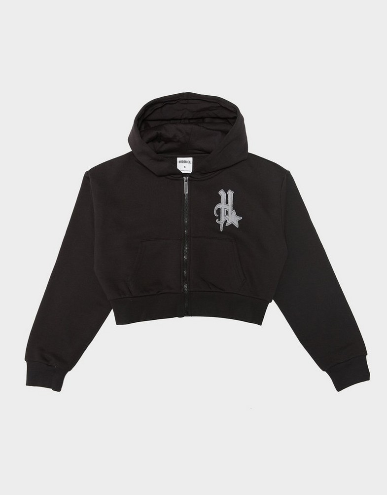 Moteriškas džemperis HOODRICH DŽEMPERIS Z KAPT.STELLAR CROPP ZIP HOODIE HW02250023 Juoda