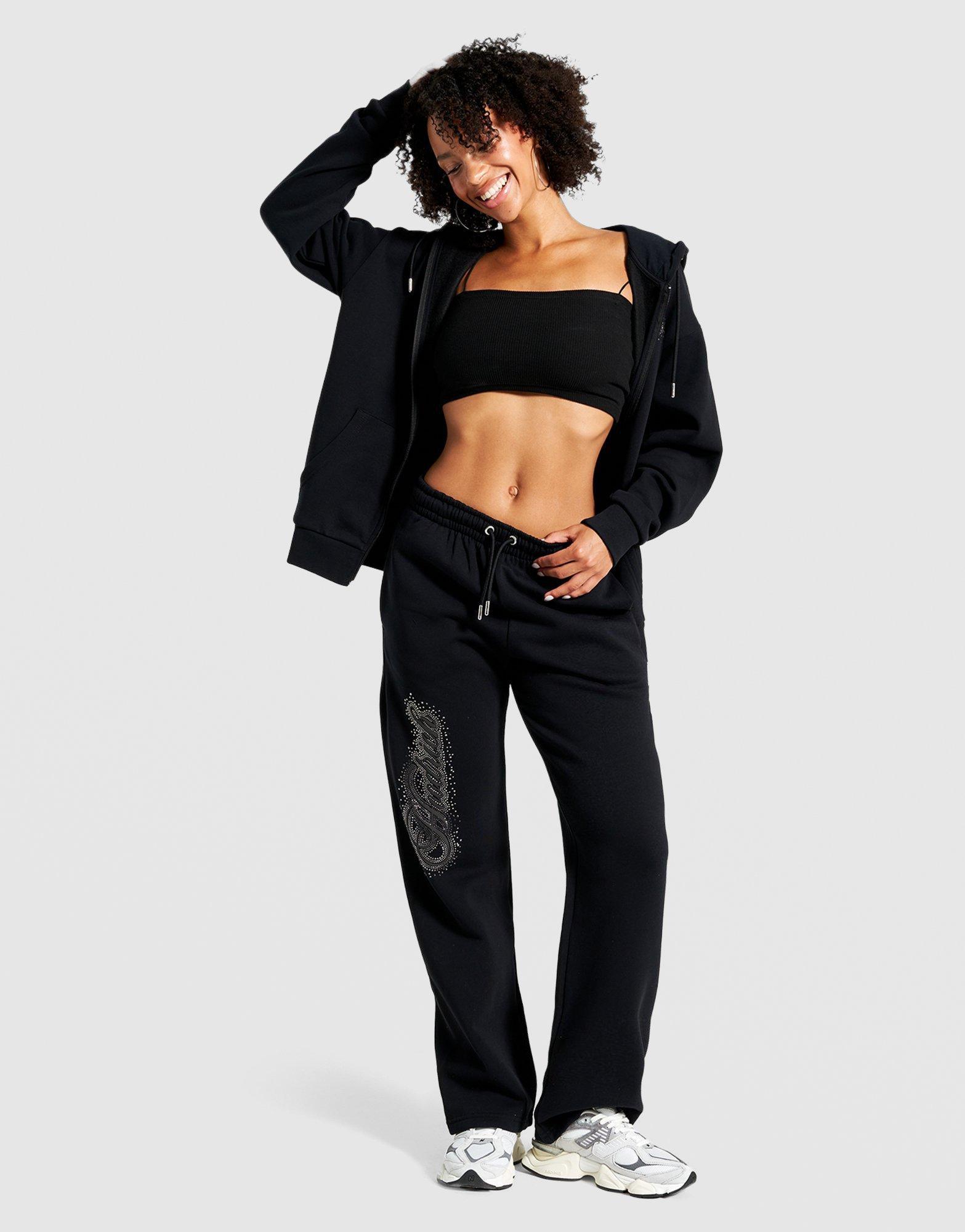 Dámské kalhoty HOODRICH KALHOTY  SCATTER CRYSTAL WIDE LEG JOGGER HW03250058 Černá