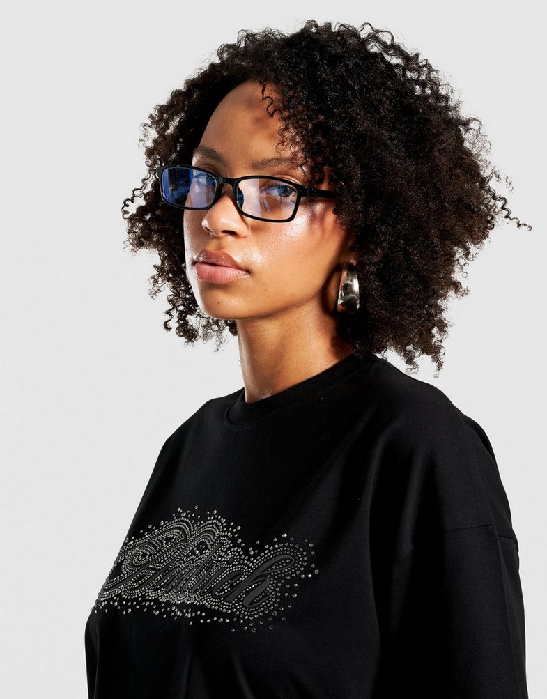 Жіночі футболки HOODRICH ФУТБОЛКА SCATTER   CRYSTAL OVERSIZED T SHIRT HW03250070 Чорний