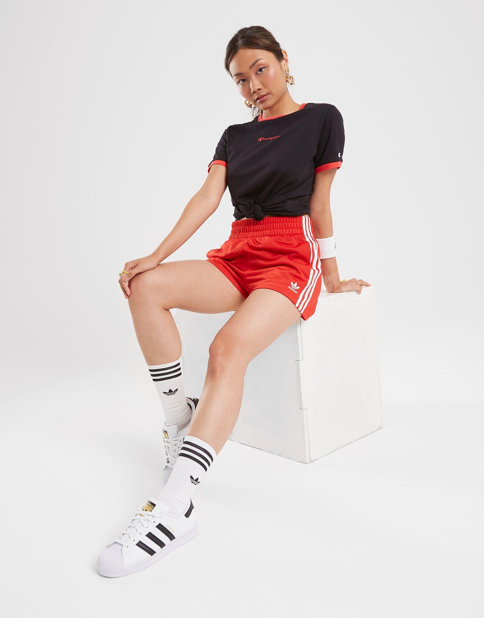 Дамски шорти ADIDAS ШОРТИ 3S POLY SHRT RED/WH SHORTS IB7427 Червен